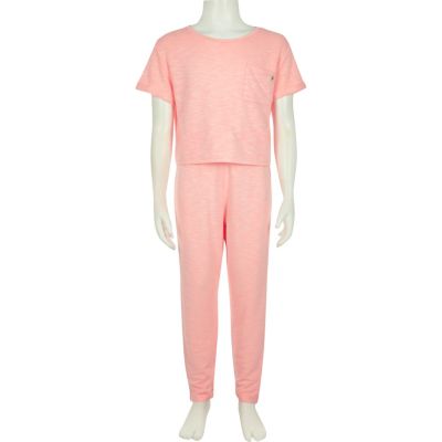 Girls coral pyjama set